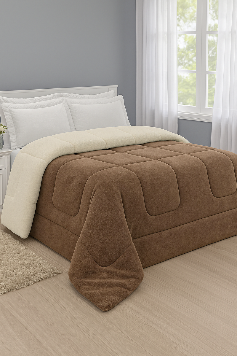 Coberdrom Casal Queen Sherpa Dupla Face Macio e Quentinho – Edredom Inverno com Tecido Pele de Carneiro 2,40m x 2,20m | TheckCas