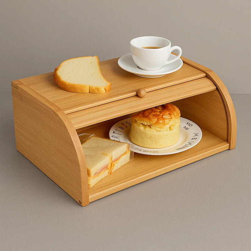 Porta-Pão de Bambu TheckCasa – Praticidade e Estilo Natural para sua Cozinha