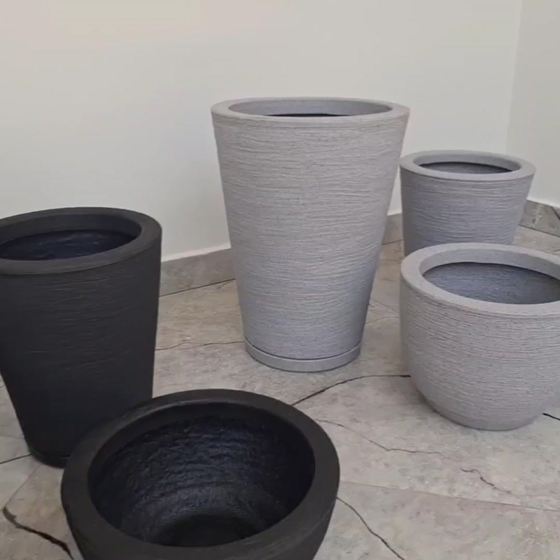 Kit 04 Vasos para Planta Flor Casa Jardim Varanda Coluna Redonda N1 N2 Bojo N1 + Bacia N1 com prato