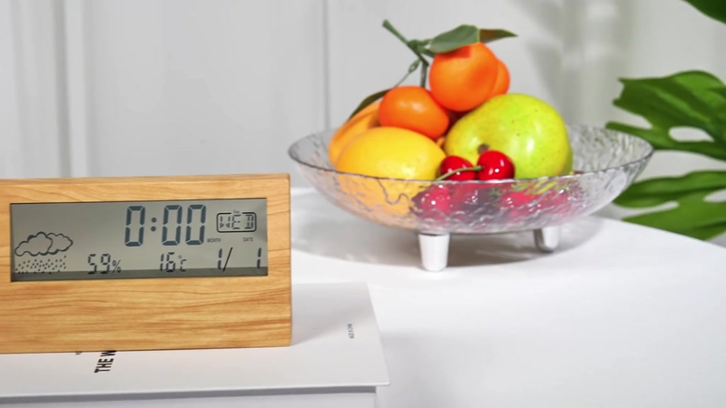 Relógio De Mesa LCD De Cabeceira 13.8x7.8x3.7CM Com Umidade E Temperatura Alarme Eletrônico Digital