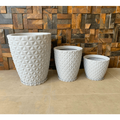 kit 3 Vasos Para Plantas Decorativo em Polietileno Diamante Nº1 Nº2 Nº3 com Pratos - TheckCasa