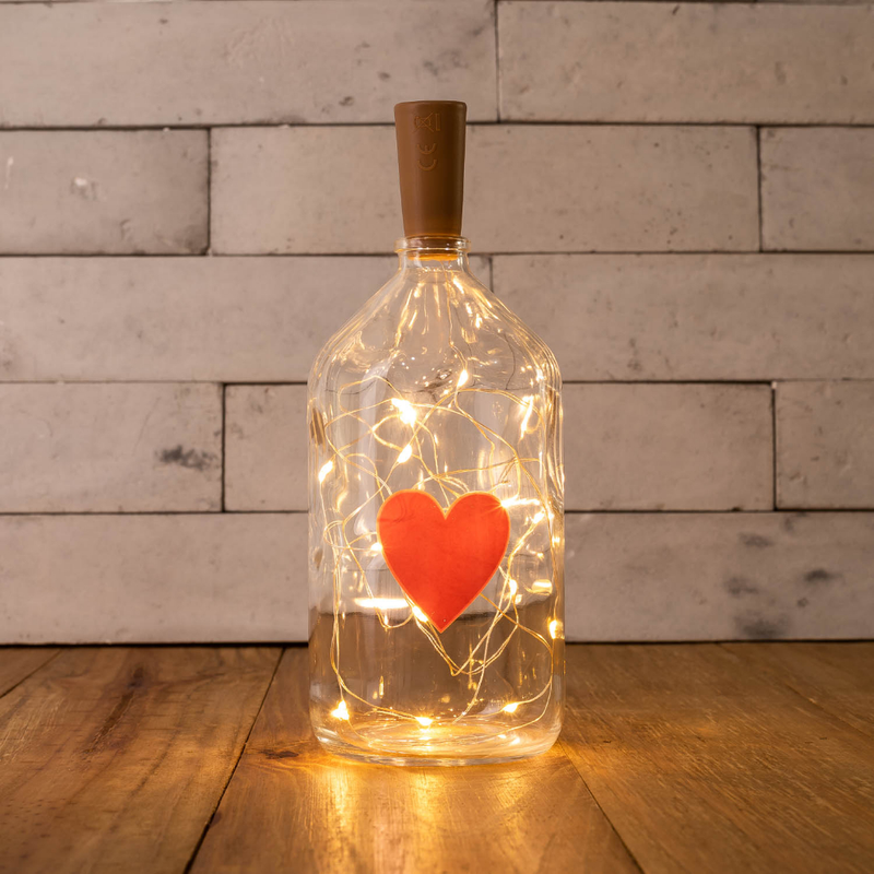 Garrafa Luminária Vidro Fio Rolha de Led Quente Decoração Abajur