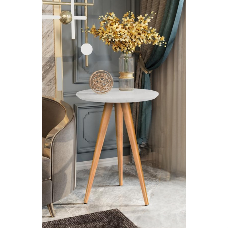 Mesa de Apoio Retrô 62cm Redonda com Pés Palito Decoração - Cores