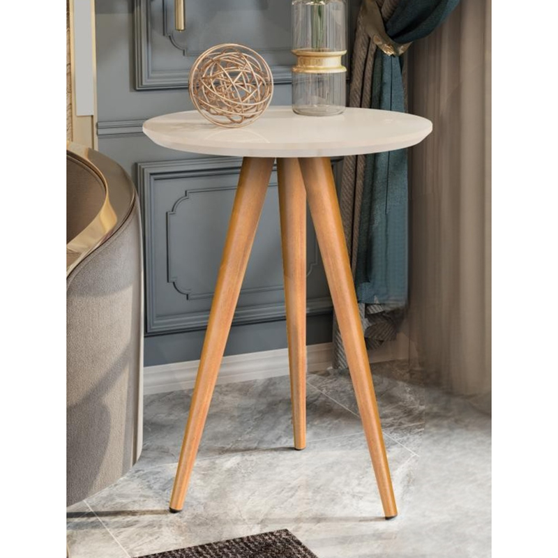 Mesa de Apoio Retrô 62cm Redonda com Pés Palito Decoração - Cores