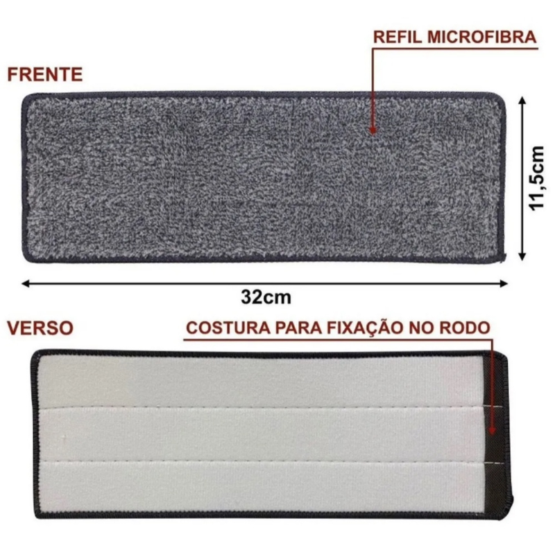 Refil Para Flat Mop Kit Com  Unidades Esfregão Vassoura