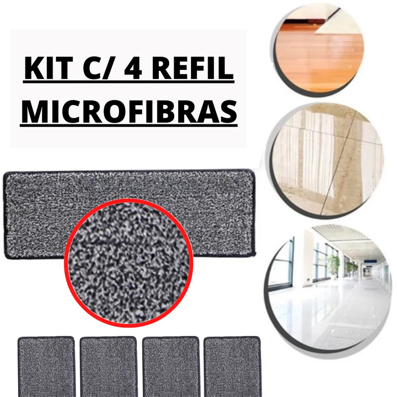 Refil Para Flat Mop Kit Com  Unidades Esfregão Vassoura
