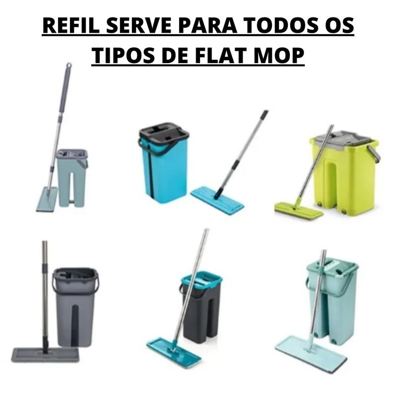 Refil Para Flat Mop Kit Com  Unidades Esfregão Vassoura