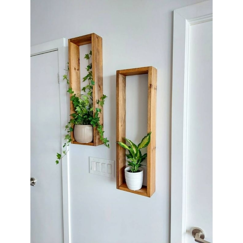 Kit 2 Nichos Retangular Decorativos Organizador Madeira Pinus