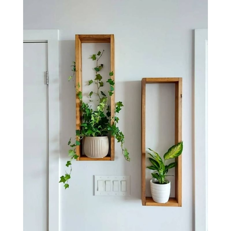 Kit 2 Nichos Retangular Decorativos Organizador Madeira Pinus - TheckCasa