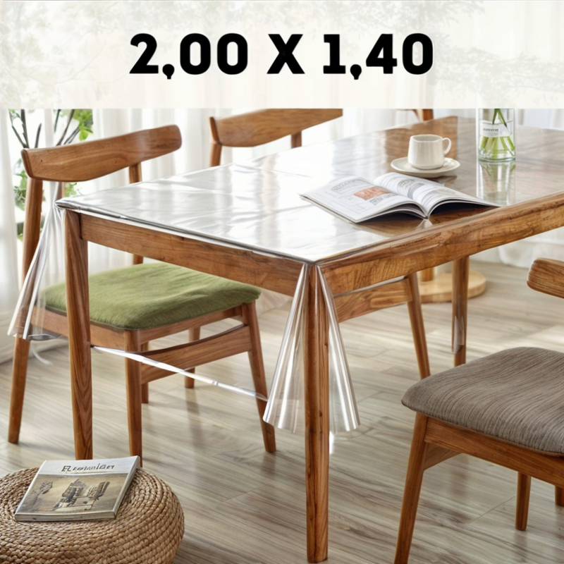 Toalha De Mesa Plastico Transparente Impermeável 2,00 X1,40m mesa retangular flexivel