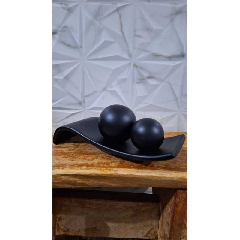 Kit Decoração Rampa com 2 Esferas Cerâmica Pintura Luxo - TheckCasa