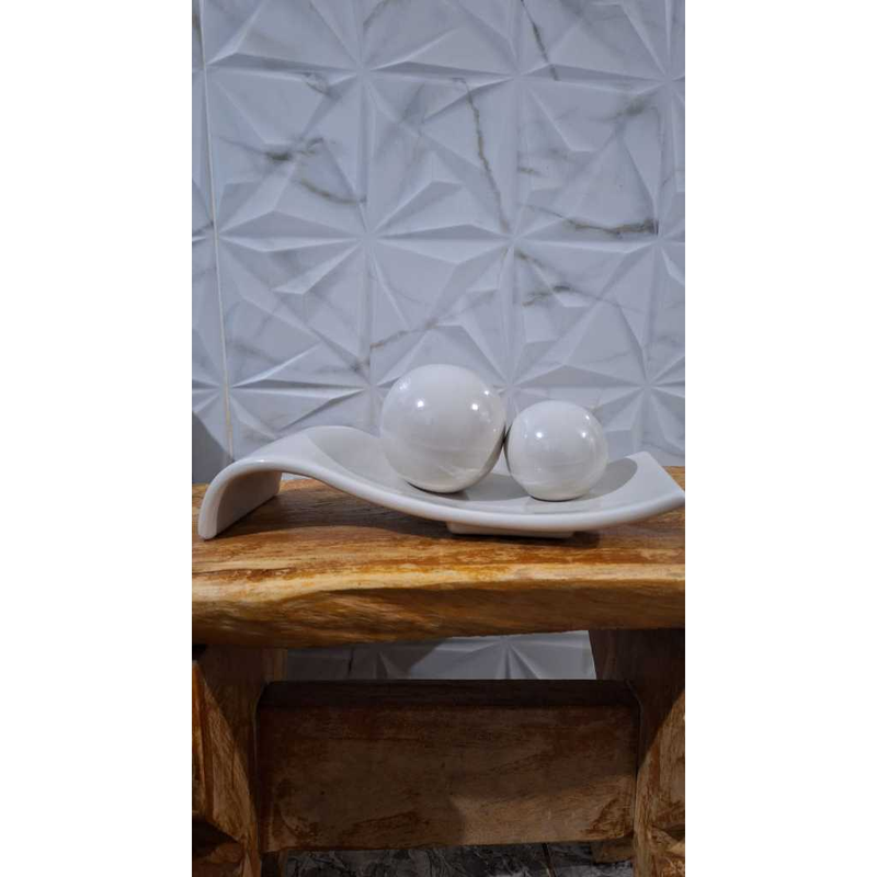 Kit Decoração Rampa com 2 Esferas Cerâmica Pintura Luxo - TheckCasa