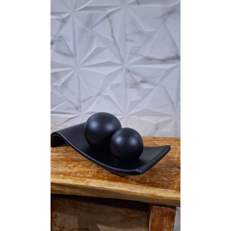 Kit Decoração Rampa com 2 Esferas Cerâmica Pintura Luxo
