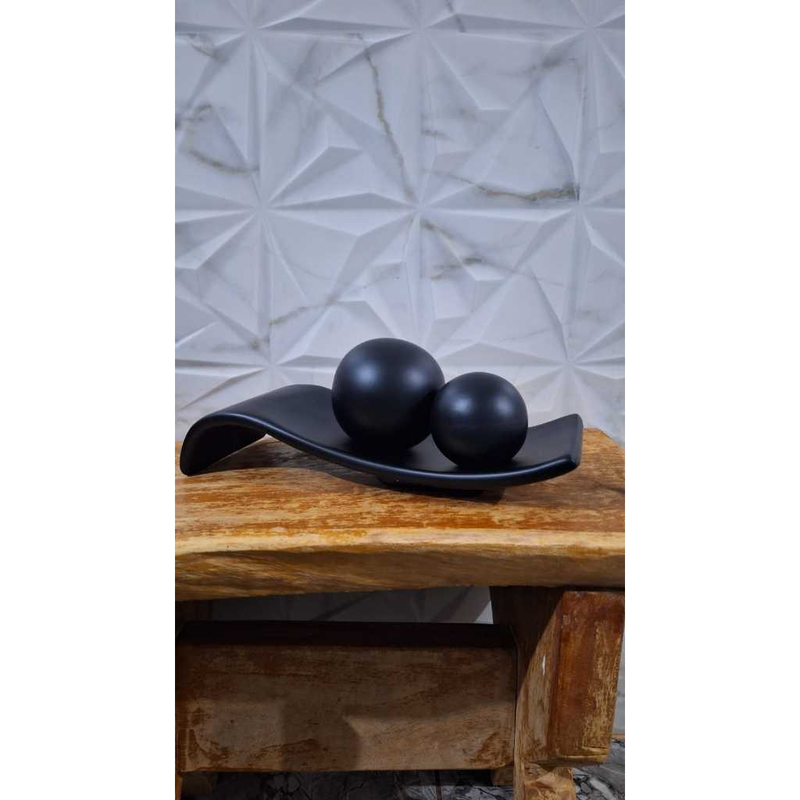 Kit Decoração Rampa com 2 Esferas Cerâmica Pintura Luxo
