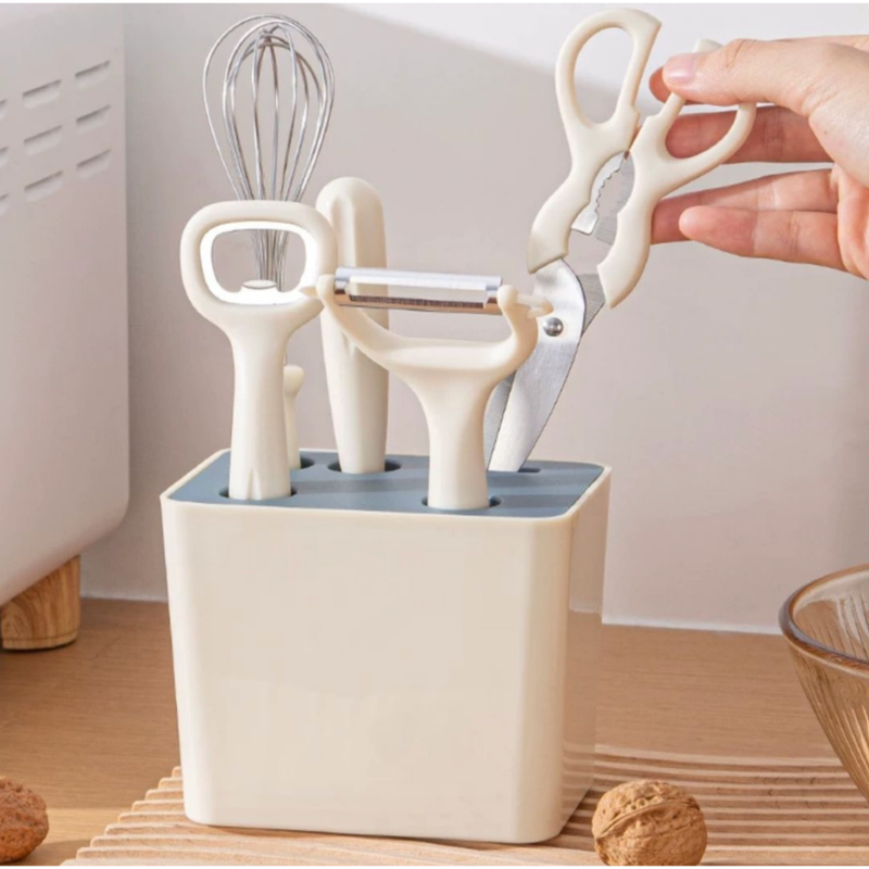 Kit de utensílios 6 Peças , descascador de frutas, faca, abridor de garrafas, tesoura, batedor de ovos, cozinha multifuncional, conjunto de 6 peças
