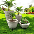 Kit 04 Vasos para Planta Flor Casa Jardim Varanda Coluna Redonda N1 N2 Bojo N1 + Bacia N1 com prato  - TheckCasa