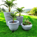 Kit 04 Vasos para Planta Flor Casa Jardim Varanda Coluna Redonda N1 N2 Bojo N1 + Bacia N1 com prato  - TheckCasa