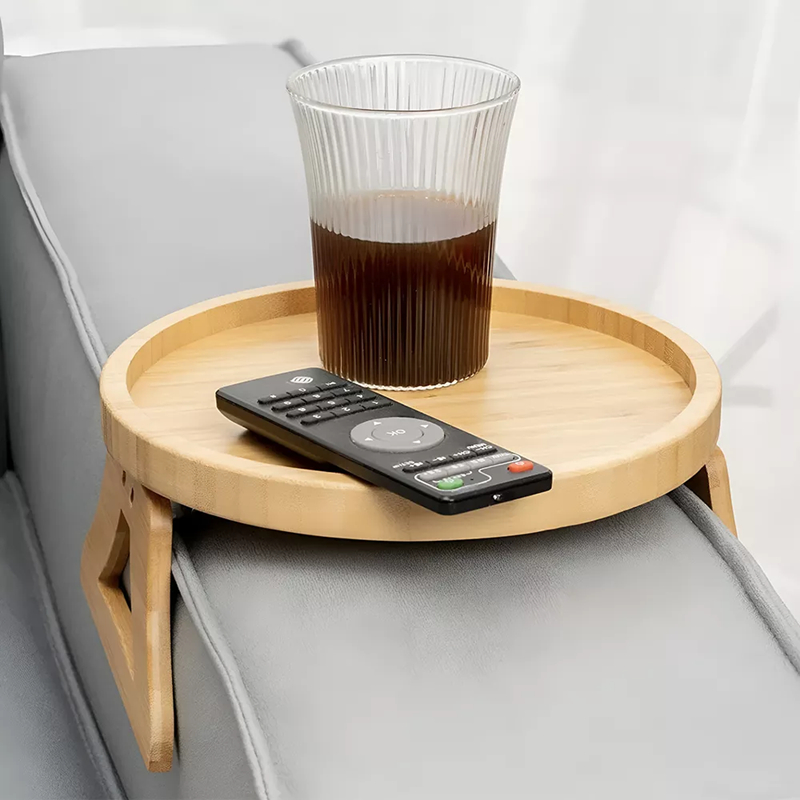 Suporte Porta Copos Apoio Para Braço de Sofá Bandeja de Bambu Impermeabilizado 25cm