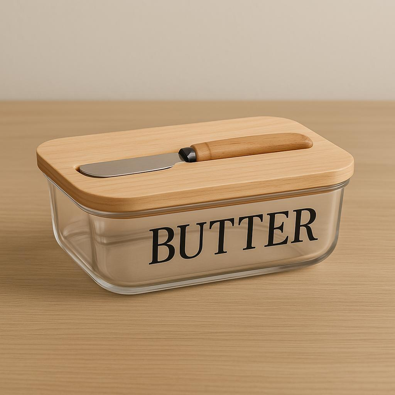 Manteigueira Butter C/ Espátula e Tampa em Bambu - Wolff