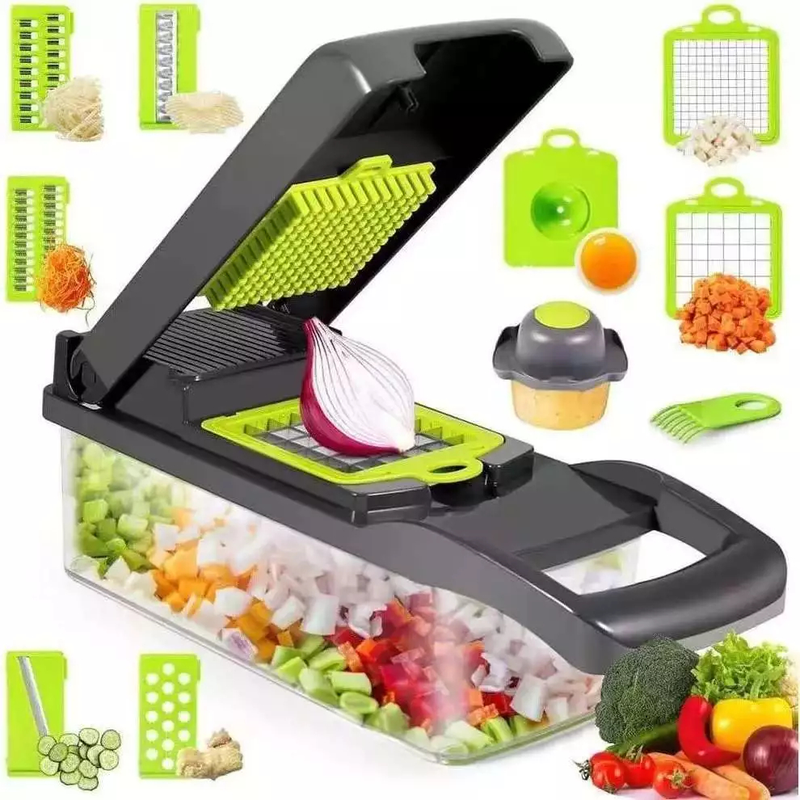 Fatiador De Cozinha Multiuso Profissional , Aço Inoxidável 16 Em 1 , Cortador , Ralador , Legumes , Frutas , Alimentos