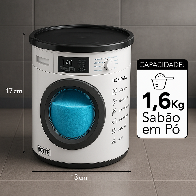 Pote Para Sabão em Pó Hermético Multiuso Redondo 2,1 lt Lavanderia - TheckCasa