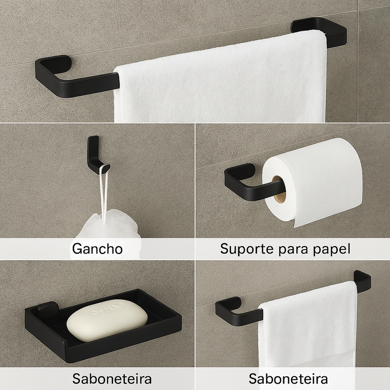 Kit Acessórios Para Banheiro Quadrado - TheckCasa